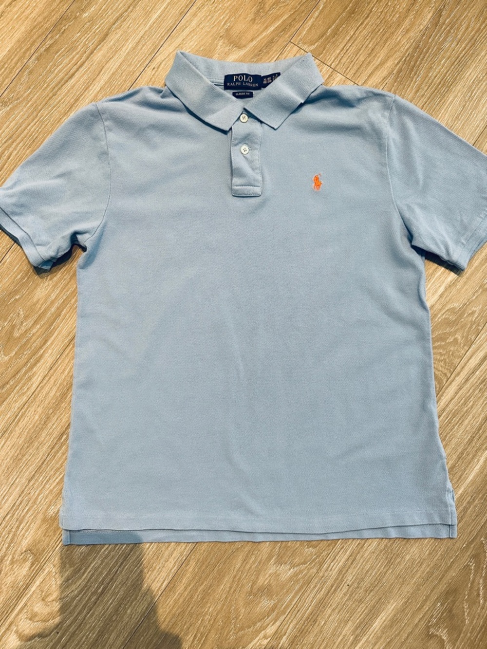 Ralph Lauren Light Blue Polo with Orange Pony Embroidery
